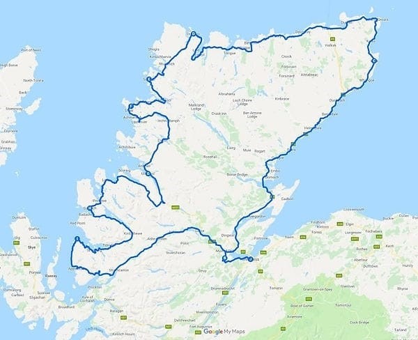 NC500 Cycling Challenge Route